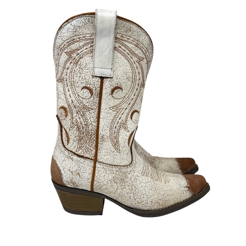 Sterling River Western Boots in White and Brown - Picture 3 of 11